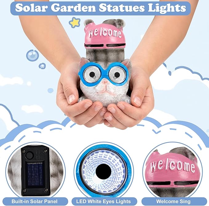 pearlstar 3 Pack Solar Lights Outdoor Garden Statues Resin Animal - Image 2