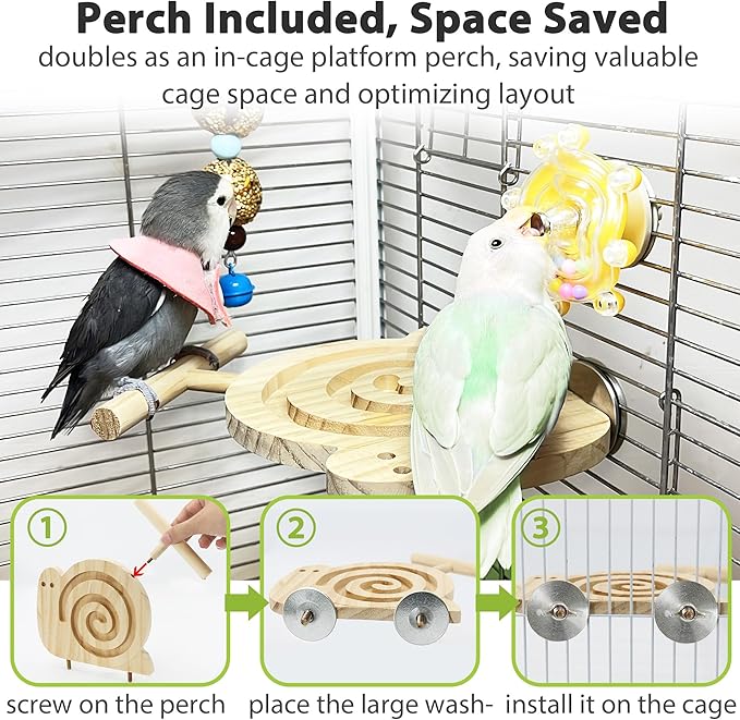 2Pcs Bird Foraging Toys with Perch, Kiln-Dried Wood Bird Enrichment - Image 5
