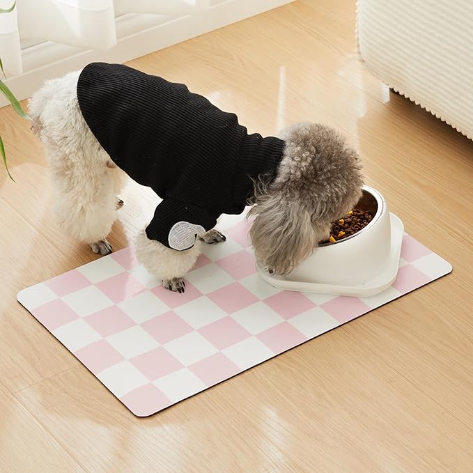 Checkered Dog Feeding Mat, Absorbent Mats - Image 3