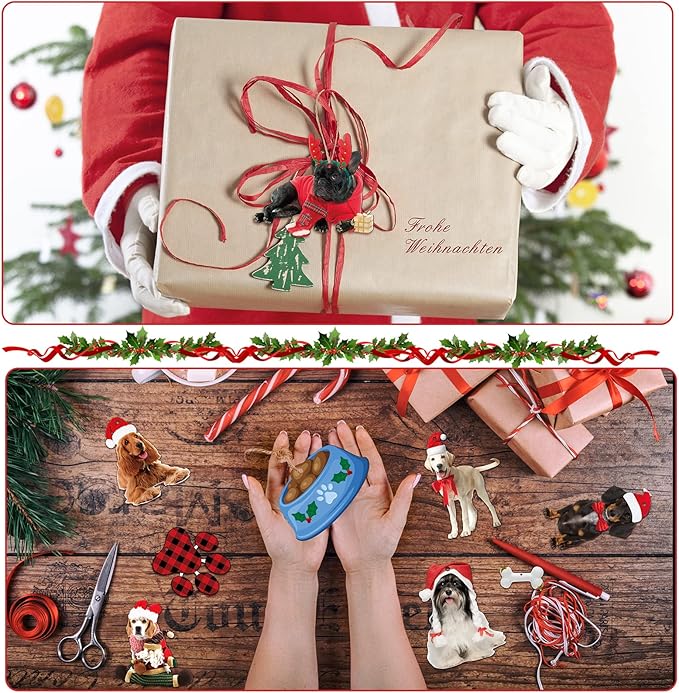 Kathfly 36 Pcs Dog Ornaments for Christmas Tree Wooden Dog Christmas Ornaments - Image 5