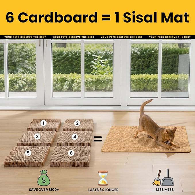 Conlun Extra Large Cat Scratcher Mat, Natural Sisal Cat Scratching Pad - Image 4