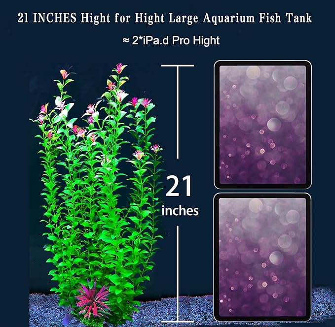 2 pcs Aquarium Decor Plants 21 Inches Extra Large Artificial Plastic Fish Tank - Image 3