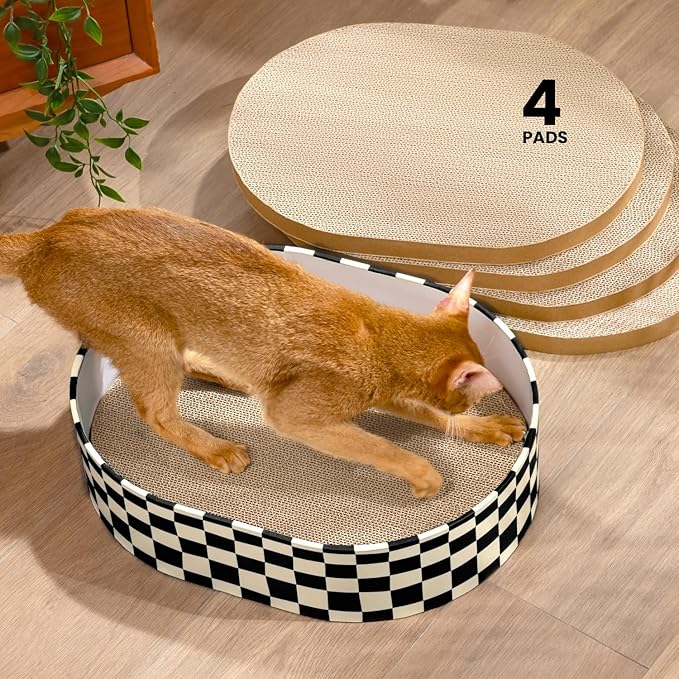 Conlun Cat Scratcher Box with 4 Cat Scratching Board Reversible Scratch Pad by Conlun