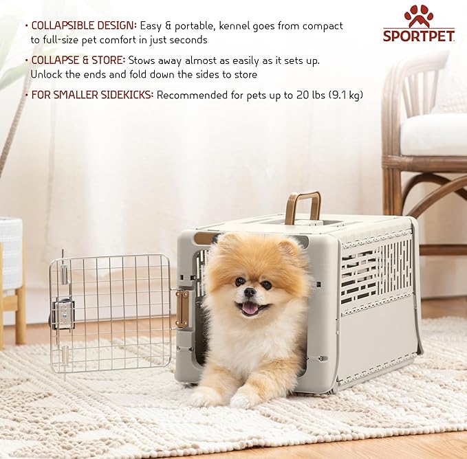 SportPet Designs Collapsible X-Small Pet Travel Carrier, Hard-Sided Kennel - Image 2