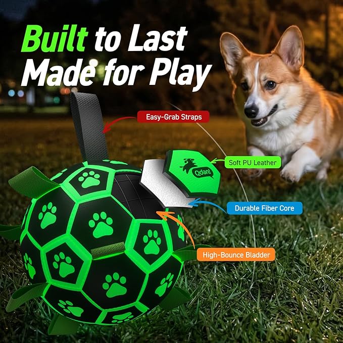 QDAN Glow in The Dark Dog Toys Soccer Ball - Image 7