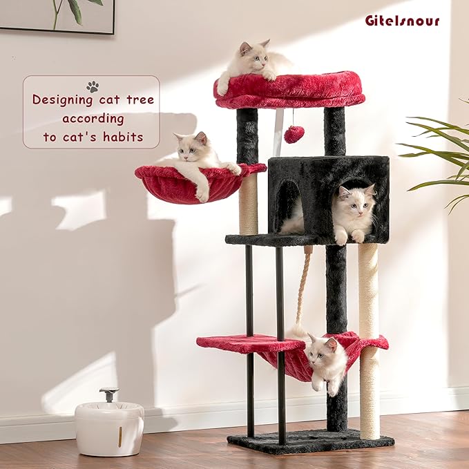 Gitelsnour Cat Tree, Cat Tower for Indoor Cats, 43.3 inch Gothic Cat Tree Tower - Image 2