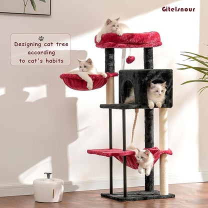 Gitelsnour Cat Tree, Cat Tower for Indoor Cats, 43.3 inch Gothic Cat Tree Tower - Image 2
