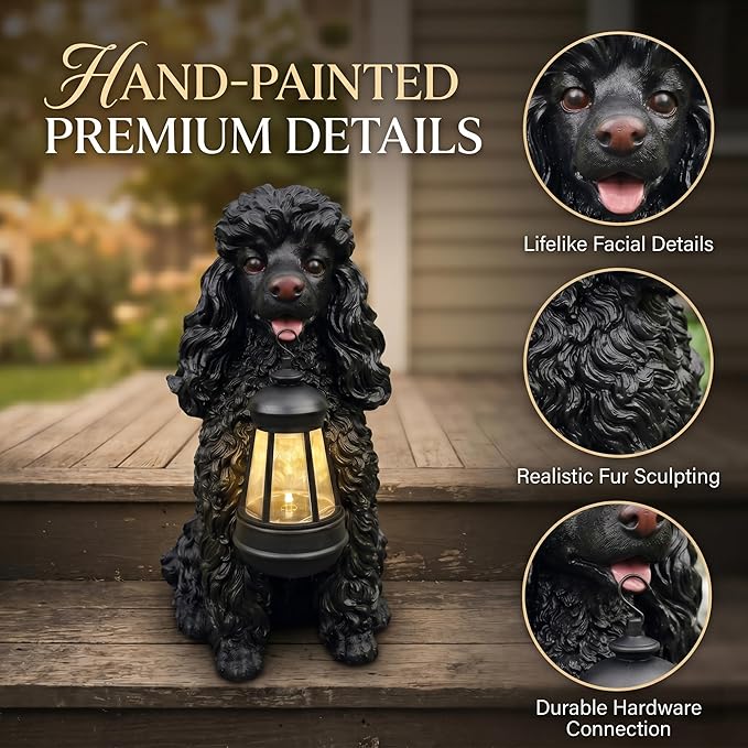 Black Poodle Dog Garden Statue - Image 5