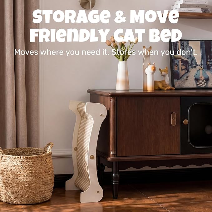 Cat Scratcher Bed for Indoor Cats, Large Wooden Hammock - Image 7