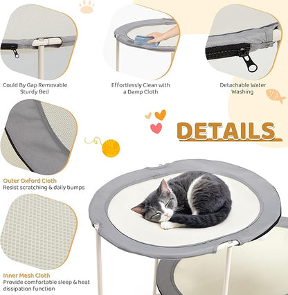 Erinnyees 2-Tier Elevated Cat Hammock Bed, Breathable Oxford - Image 5