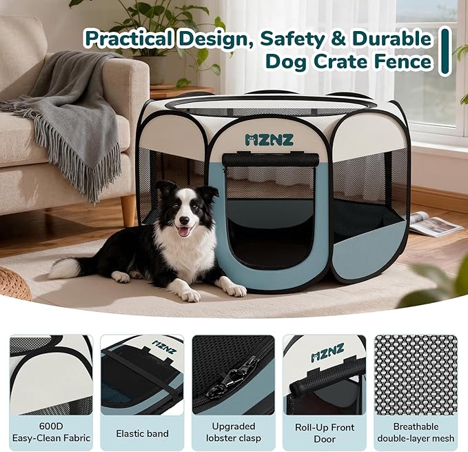 Dog Playpen with Pee Pad, Portable Puppy Pet Crate Indoors - Image 8