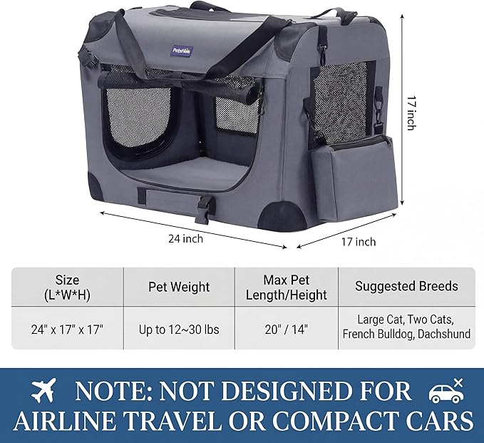 Petprsco Portable Collapsible Dog Crate, Travel Dog Crate 24x17x17 - Image 3