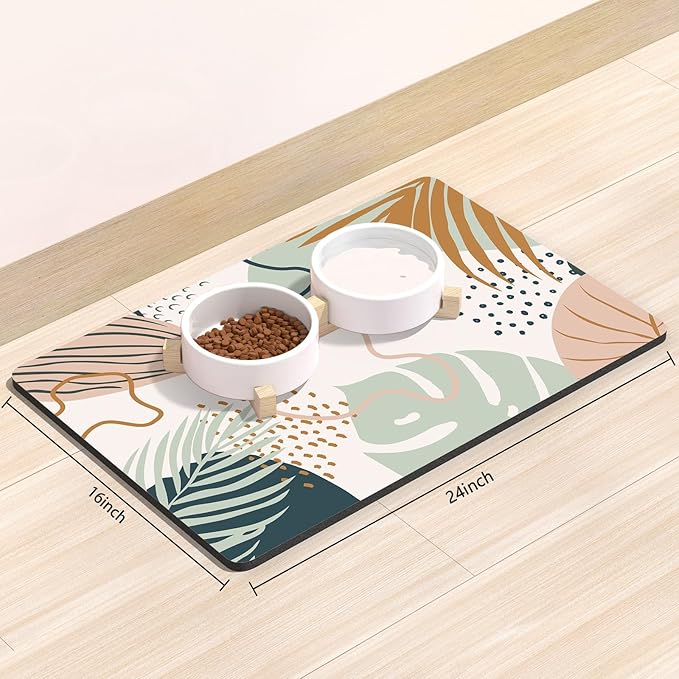 Rnivvi Dog Food Mat, Cute Anti-Slip Rubber Pet Feeding Rug Protect Floors - Image 2