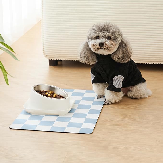 Checkered Dog Feeding Mat, Absorbent Mats - Image 2