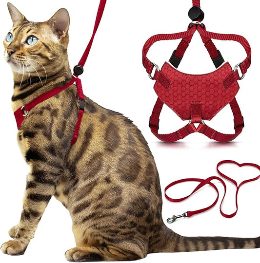 Houdini™ Escape Proof Cat Harness and Leash Set by OutdoorBengal – Red by OutdoorBengal