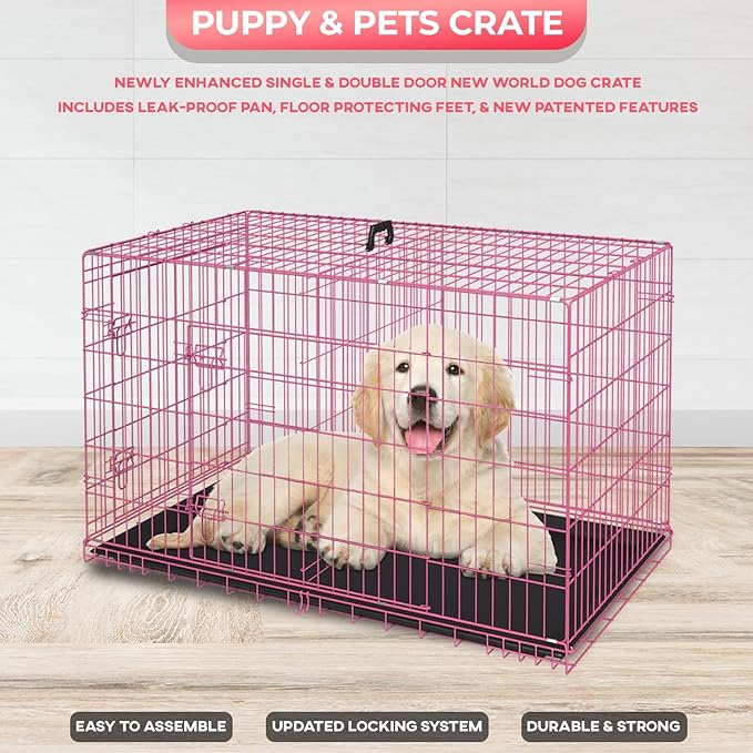 FDW Dog Crate for Medium Dogs 30 Inch Folding Metal WirePet Cage Double Door - Image 4