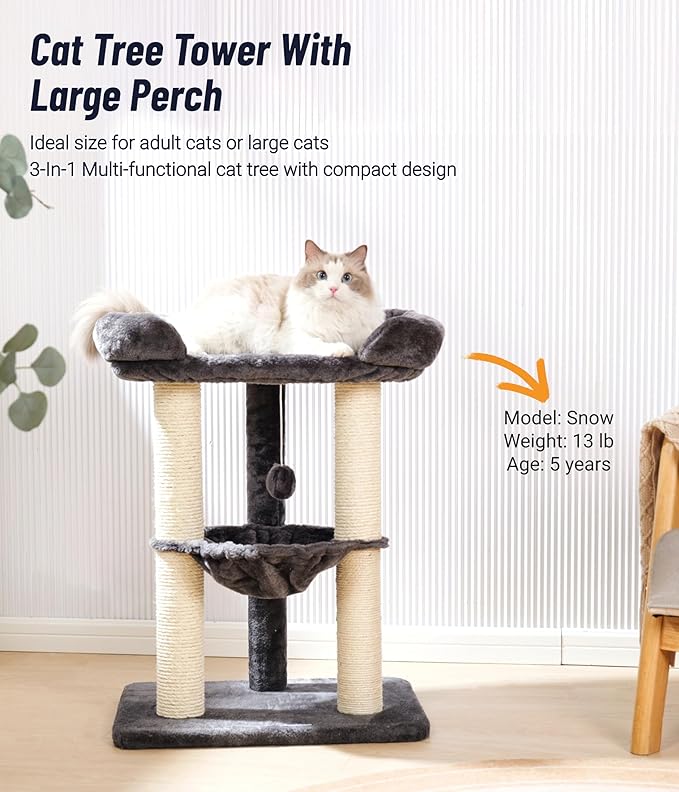 Happi N Pets 28" Cat Tree, Large Bed - Image 2