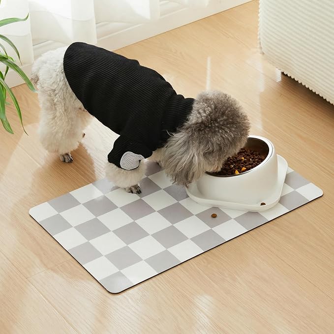 Checkered Dog Feeding Mat, Absorbent Mats - Image 3