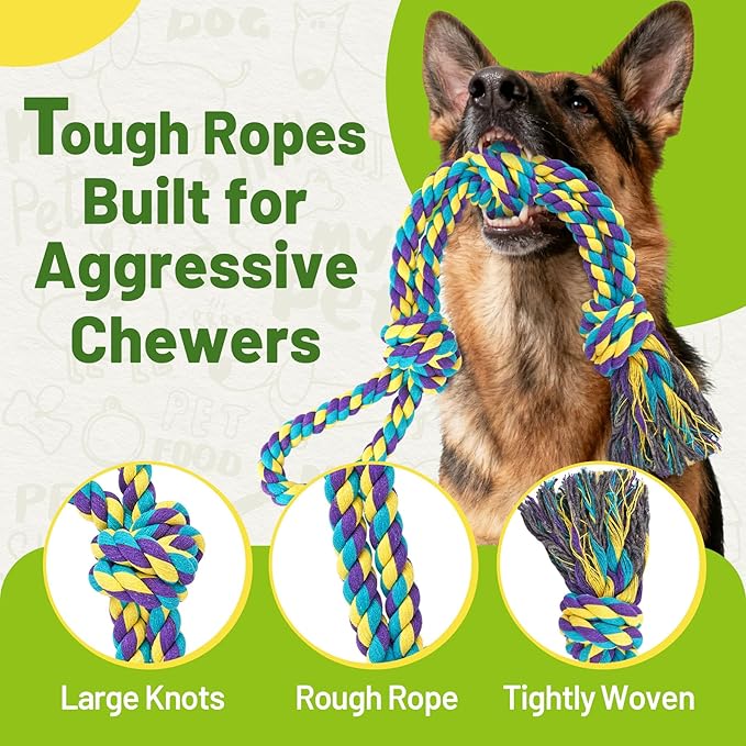 9-Pack Dog Rope Toys for Large Dogs – Strong Tug Toys for Aggressive Chewers - Image 2
