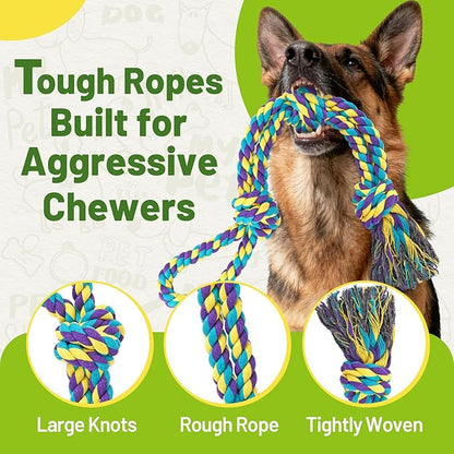 9-Pack Dog Rope Toys for Large Dogs – Strong Tug Toys for Aggressive Chewers - Image 2