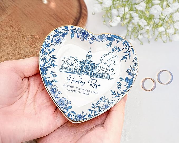 LOVELYPOD Custom Toile University Campus Trinket Tray, Personalized College - Image 4
