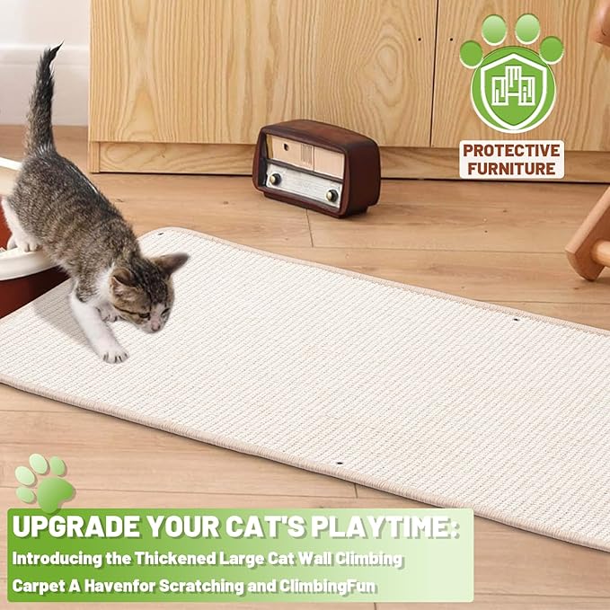 Natural Sisal Cat Scratcher Mat, Wall Scratcher Carpet, Cat Climbing Wall - Image 4