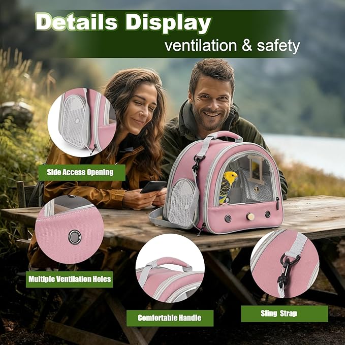 Parrot Travel Cage with Bird Cage Bells Mirror Set, Portable Small Bird - Image 3