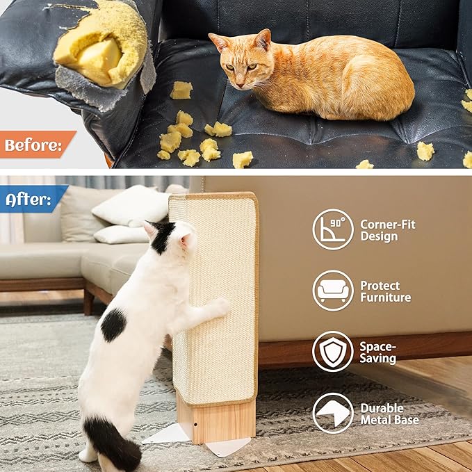 PETKARAY Couch Corner Cat Scratcher, Sisal Furniture Protector - Image 3