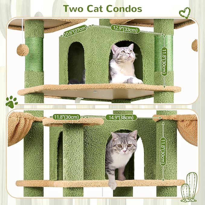 Globlazer Big Cactus Cat Tower for Indoor Cats, 80inch Cat Tower for Multiple - Image 3
