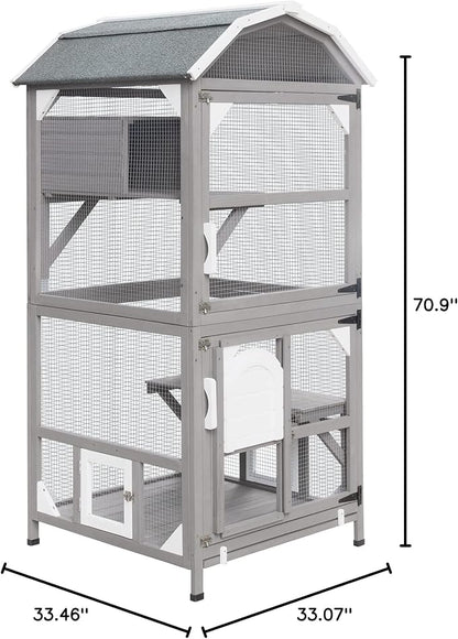 Gowoodhut 71'' Large Cat House Outdoor Catio Enclosures Indoor Kitten Cages - Image 8