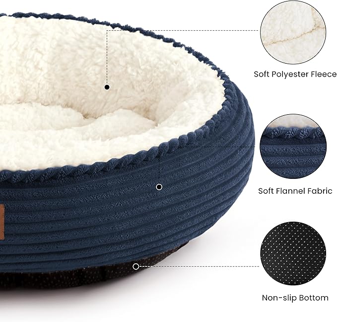 Love's cabin Round Donut Cat and Dog Cushion Bed, 30in Pet Bed - Image 2