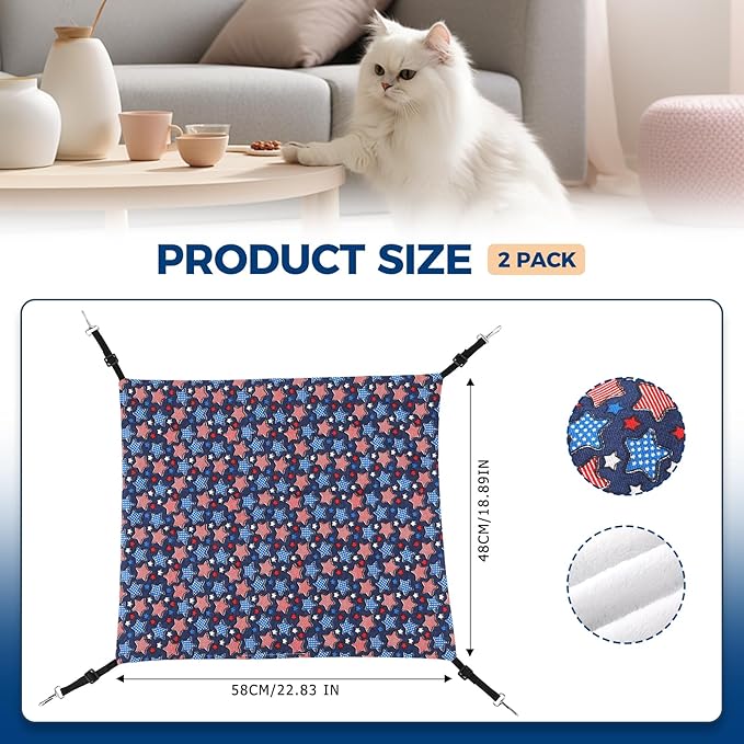 Admaison Cat Hammock for Cage Hanging Reversible 2Pack, Pet Hammock Bed - Image 3
