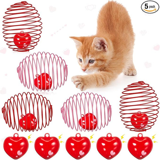 Jecery 5 Pcs Cat Spring Balls Toys Stretchable Rolling Balls Colorful Playful by Jecery