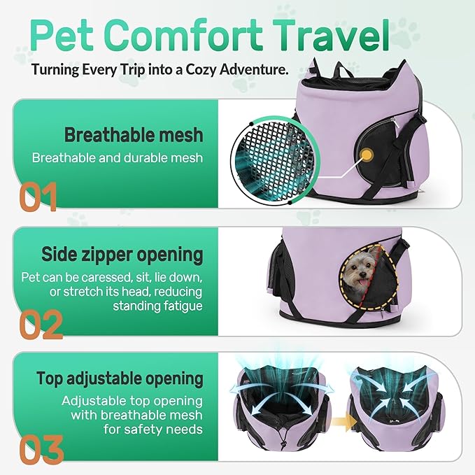 YUDODO Dog Front Backpack Carrier 7-15 lbs, Soft Breathable Pet Front Facing - Image 3