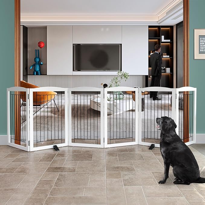 ZJSF Freestanding Dog Fence Indoor, Foldable Dog Gate by ZJSF