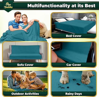 Paw Buddies Premium Waterproof Blanket 80"x90" Velvet-Feel Reversible Throw – - Image 4