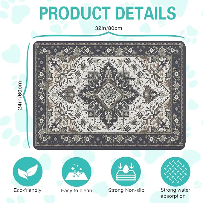 Pet Feeding Mat for Floors Waterproof Dog Mat for Food and Water Absorbent - Image 5