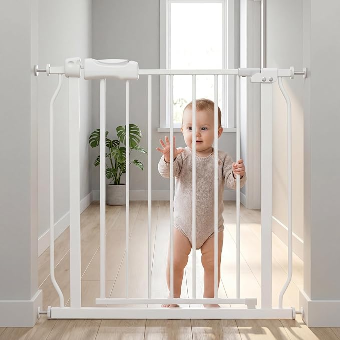 Narrow Baby Gate for Narrow Doorways Small White Tension Indoor Safety Gates by COSENDBABYGATE