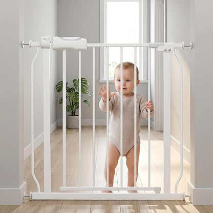Narrow Baby Gate for Narrow Doorways Small White Tension Indoor Safety Gates by COSENDBABYGATE