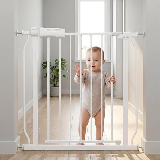 Narrow Baby Gate for Narrow Doorways Small White Tension Indoor Safety Gates by COSENDBABYGATE