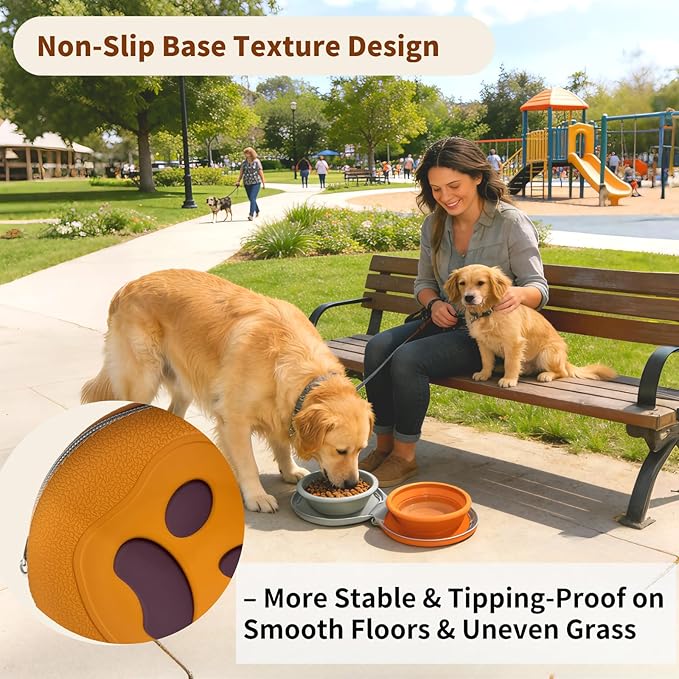 Collapsible Dog Bowls, 2-in-1 Silicone Pet Food and Water Bowl - Image 4