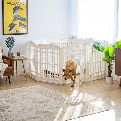IRIS USA Dog Playpen with Door, 34” 8 Panel Pet Exercise Pen – Indoor Outdoor - Image 9