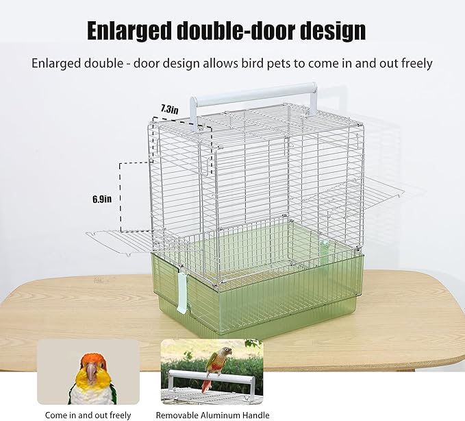 304 Stainless Steel Travel Bird Cage, 17 Inch Foldable Carrier - Image 6