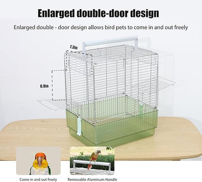 304 Stainless Steel Travel Bird Cage, 17 Inch Foldable Carrier - Image 6
