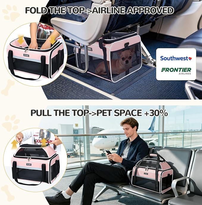 Lekereise Top-Expandable Pet Carrier 18x13x9.5 Inch Southwest Frontier Airline - Image 5