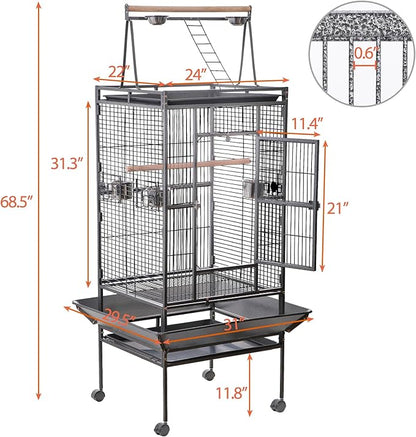 HSM 68 Inch Wrought Iron Large Bird Flight Cage - Image 2