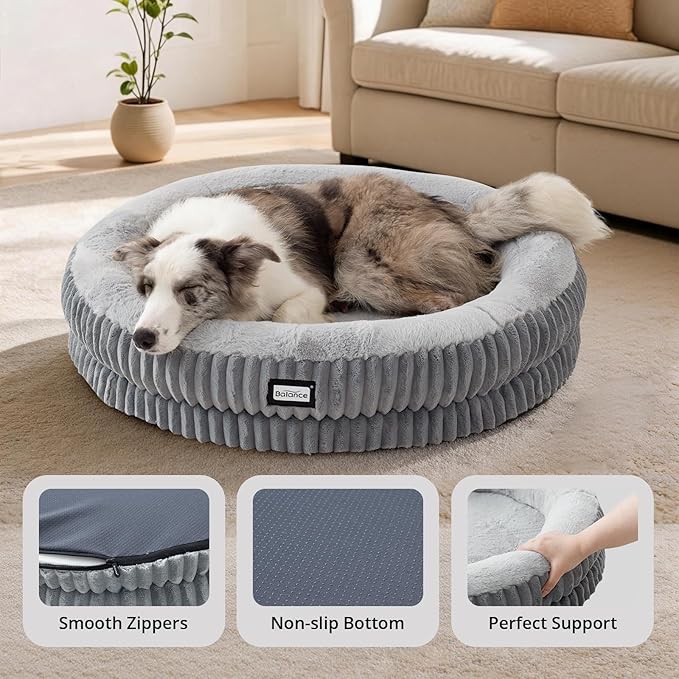 BALANCE Donut Dog Bed, 36 Inches Round Dog Bed Large Size Dogs Washable - Image 4