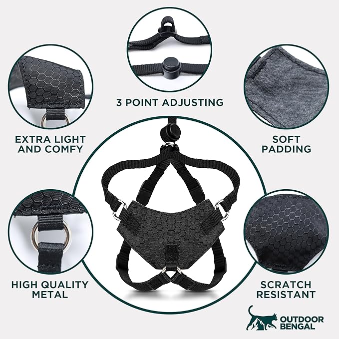 Houdini™ Escape Proof Kitten Harness and Leash Set by OutdoorBengal – Black - Image 8