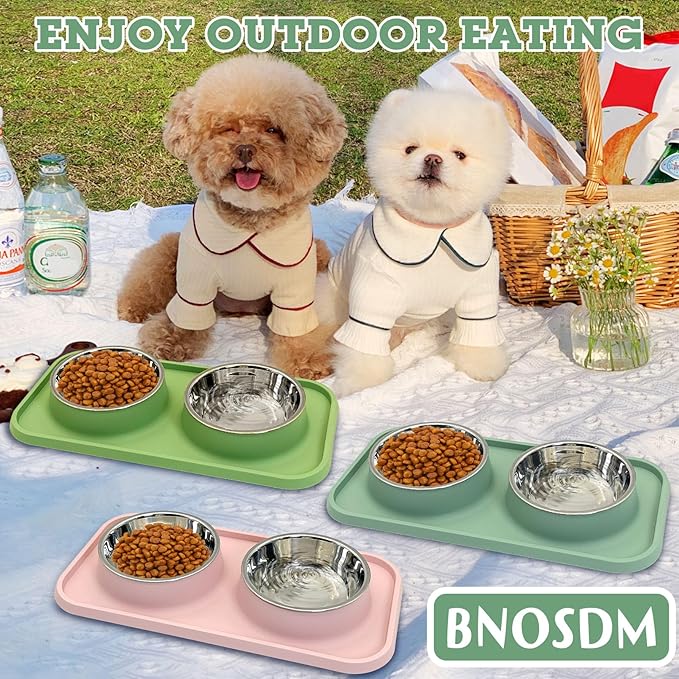 BNOSDM Double Dog Food Bowls Stainless Steel Dog Food and Water Bowls - Image 8