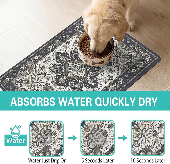 Pet Feeding Mat for Floors Waterproof Dog Mat for Food and Water Absorbent - Image 2